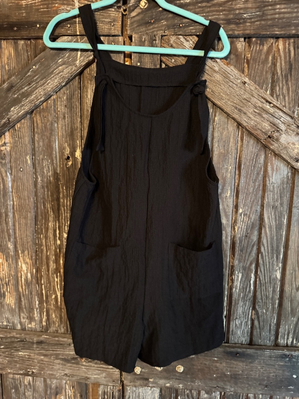 Black Tie-Shoulder Romper Jumpsuit